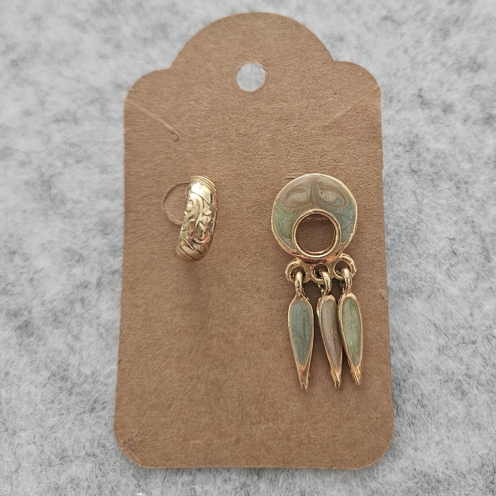 Vintage Asymmetrical Gold Tone‎ Earrings Set
